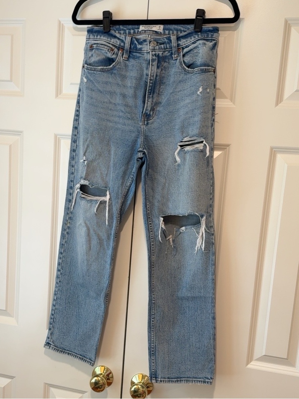 Abercrombie The Ankle Straight Ultra High Rise Distressed Jeans 28/6R